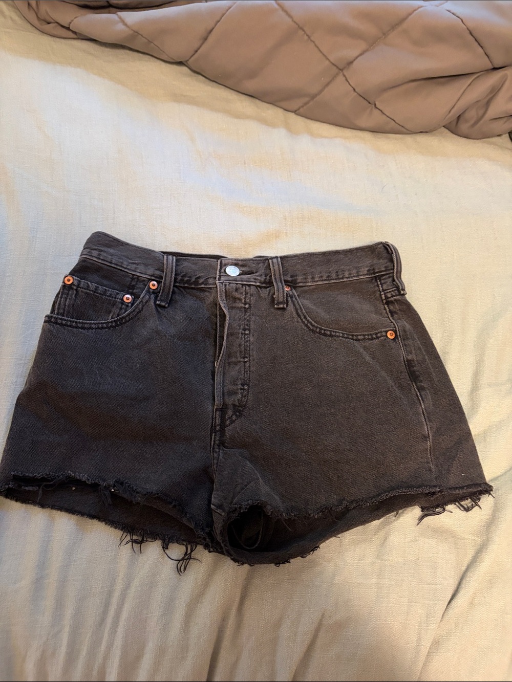 Levi's Black Washed High-Rise Jean Shorts